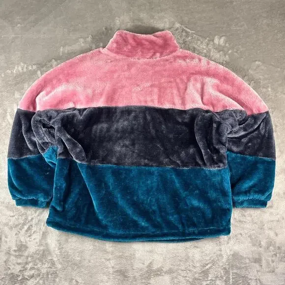 Deadstock NWT Uggs Elaina Colorblock Pink/Blue Faux-fur Jacket Size Medium - Picture 2 of 7